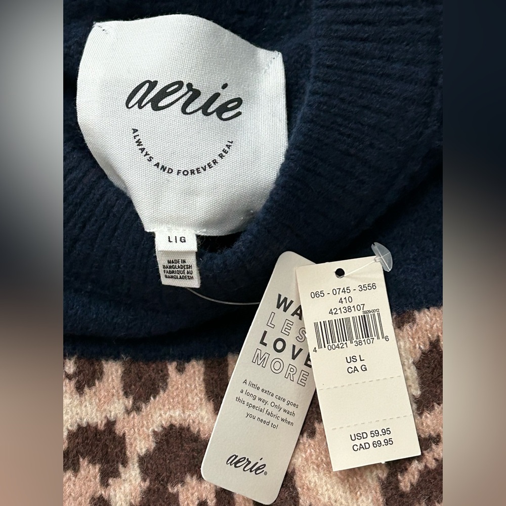 aerie Real Good Oversize Long Sleeve Cozy Pullover Crew Sweater Large NWT - Picture 5 of 6